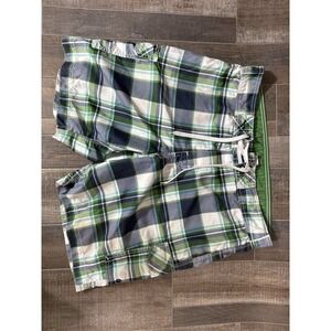 Old Navy Men's Swim Trunks Size S Green Blue Plaid Board Shorts Mesh Lined